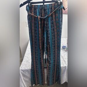 NWT SHEIN Paisley Wide Leg Pants Large Boho Flowy High Waist Vacation